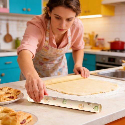 Rouleau à pâte professionnel – Outil de pâtisserie lisse, épingle à pâtisserie gravée à l'échelle | Multifonction, fondant, biscuits, pizza, pâtes, équipement de cuisine durable pour la maison, la