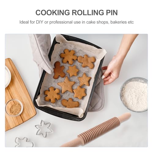 Rouleau à Pâtisserie en Bois à Rainures, Rouleau à Pâte à Spaghetti Système Tactile de Pression, Accessoire la Cuisine Pratique pour Fabrication de Nouilles Artisanales et