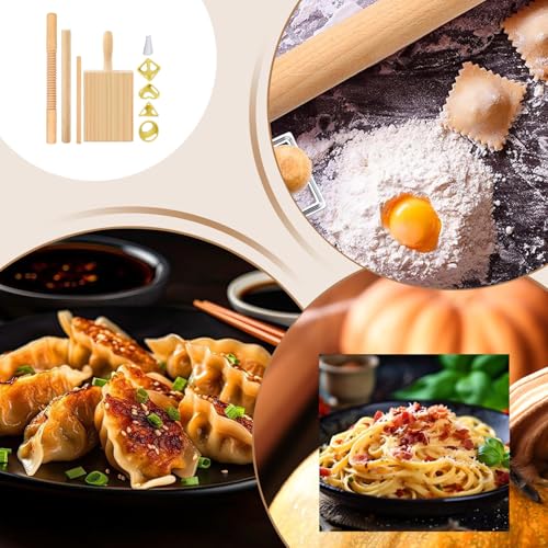 Kit de pétrissage pour : kit de goupilles filetées, outils de pressage de pâtes, accessoires pour faire des boules, aide à la cuisson dans la cuisine avec motif d'on gravé | Kit de rouleau
